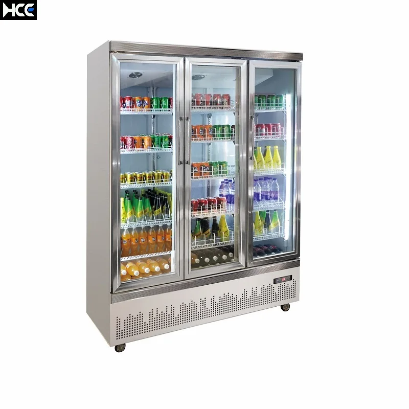 Commercial beverage fridge glass door cooler fridge beer refrigeration upright chiller