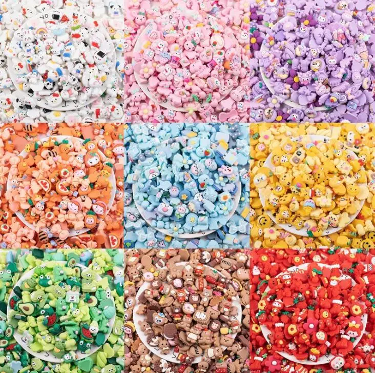 100pcs Pack Mixture Cartoon Resin Charms DIY Cream Glue Phone Shell Charms Cups Decoration Charms