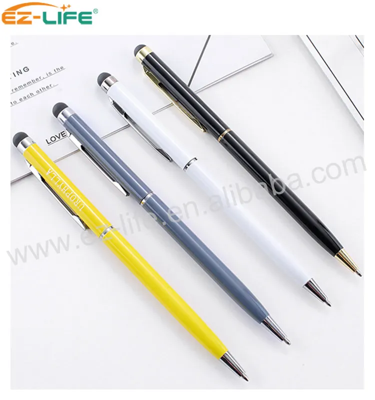 2021 New fashion 10 color ballpoint pens Advertising Promotion custom logo stylus Capacitive Touch Screen cute pen