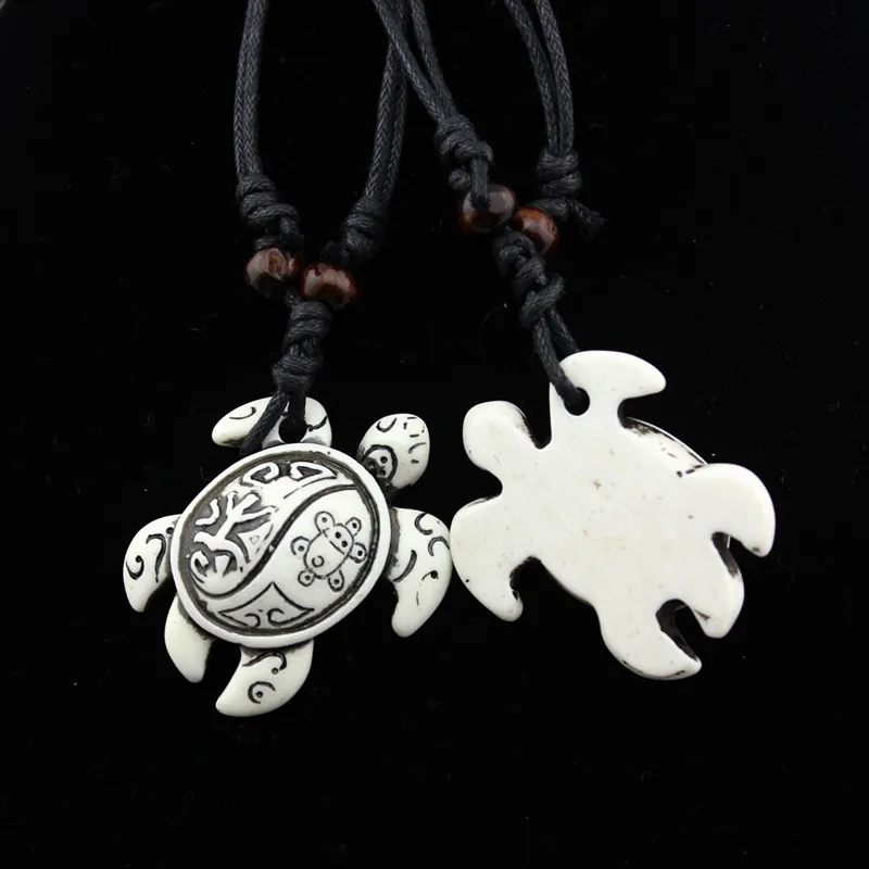 American Maya Inca Jewelry Nautical Surfing Imitation Bone Tribal Necklace For Men Wholesale Resin Sea Turtles Pendant Choker