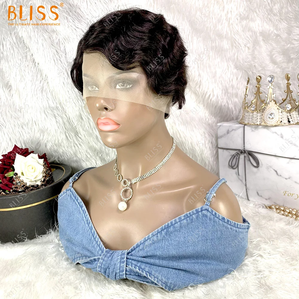 Bliss Finger Wave Wigs Short Human Hair Pixie Cut Wigs Perruque Courtes Short Wigs For Black Women