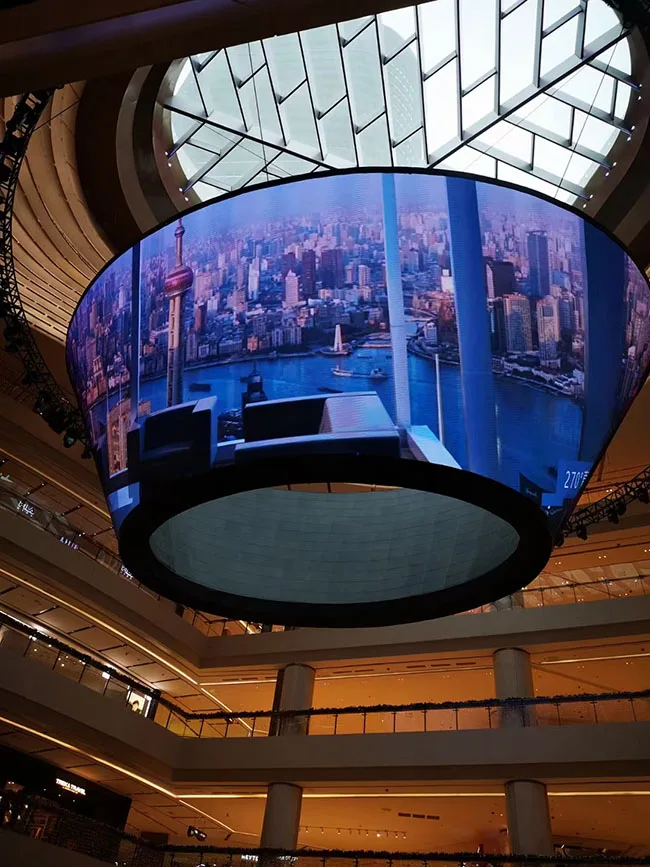 4K High Resolution Flexible LED Soft Curved Panel Screen P5 Indoor Application Annular Rolling Display