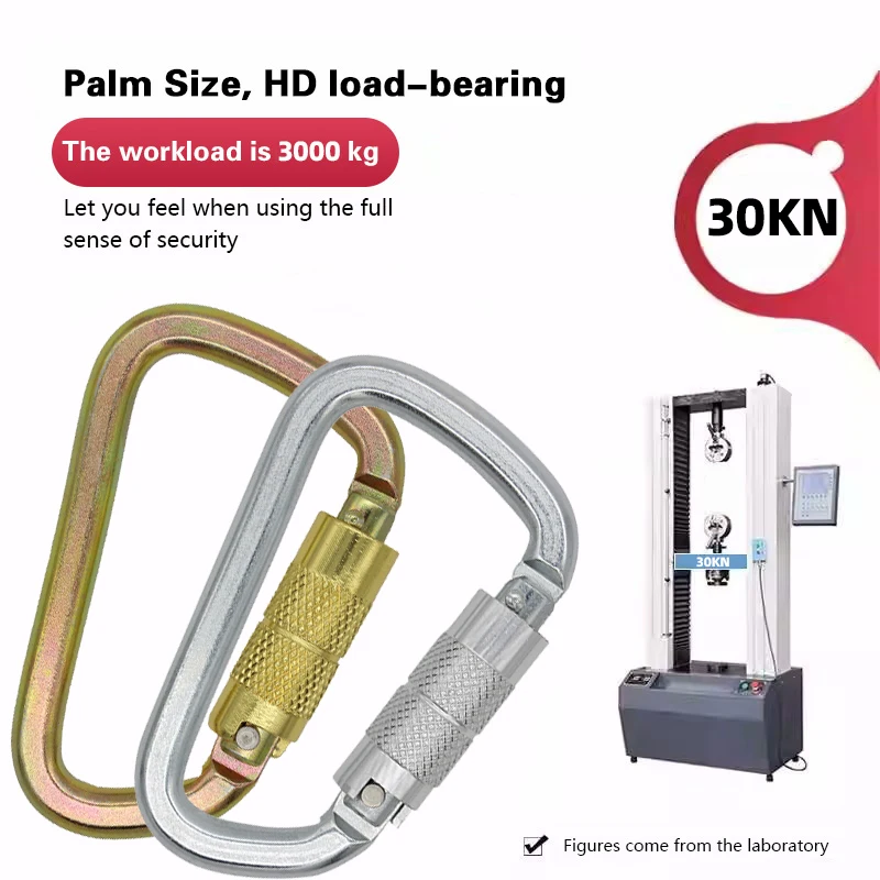 JENSAN Custom High Quality Heavy Duty 30kN Steel Locking D shaped Safety Carabiner Hook For Fall Protection