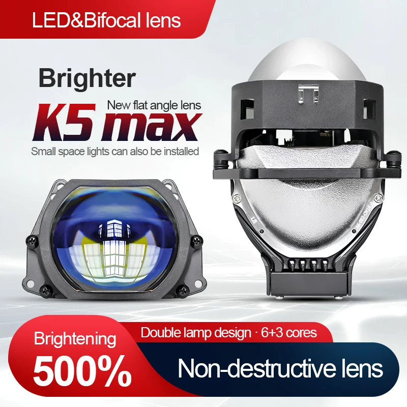 3.0 inch K5 MAX bi led projector lens car light 65W led lenses headlights h4 h7 h11 lamp for car auto accessories bulbs