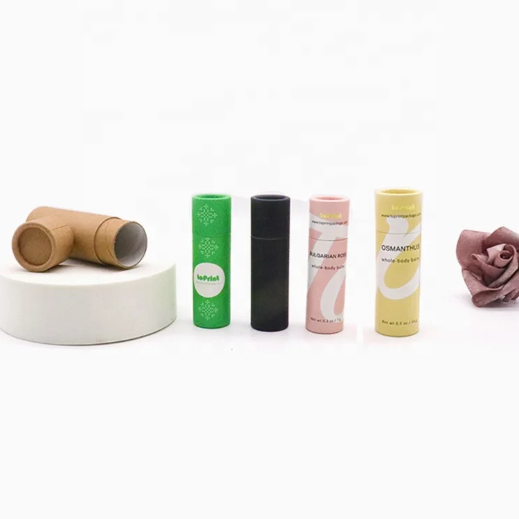  Custom Eco Friendly Paperboard Lip Balm Containers Lipbalm Push Up Lipstick Packaging Carton Paper