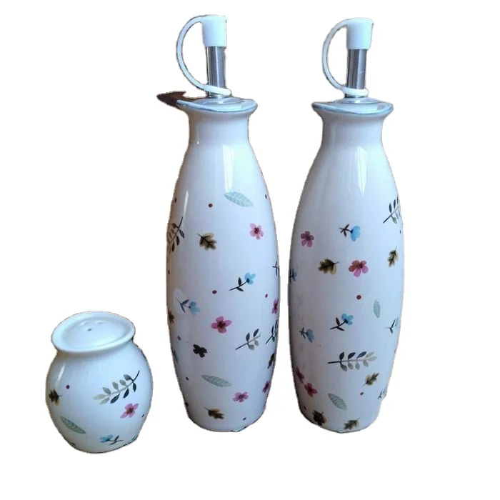 
Stoneware Salt Pepper Shaker Condiment Oil Vinegar Salt Pepper Cruet Set Ceramic seqasoning sets 