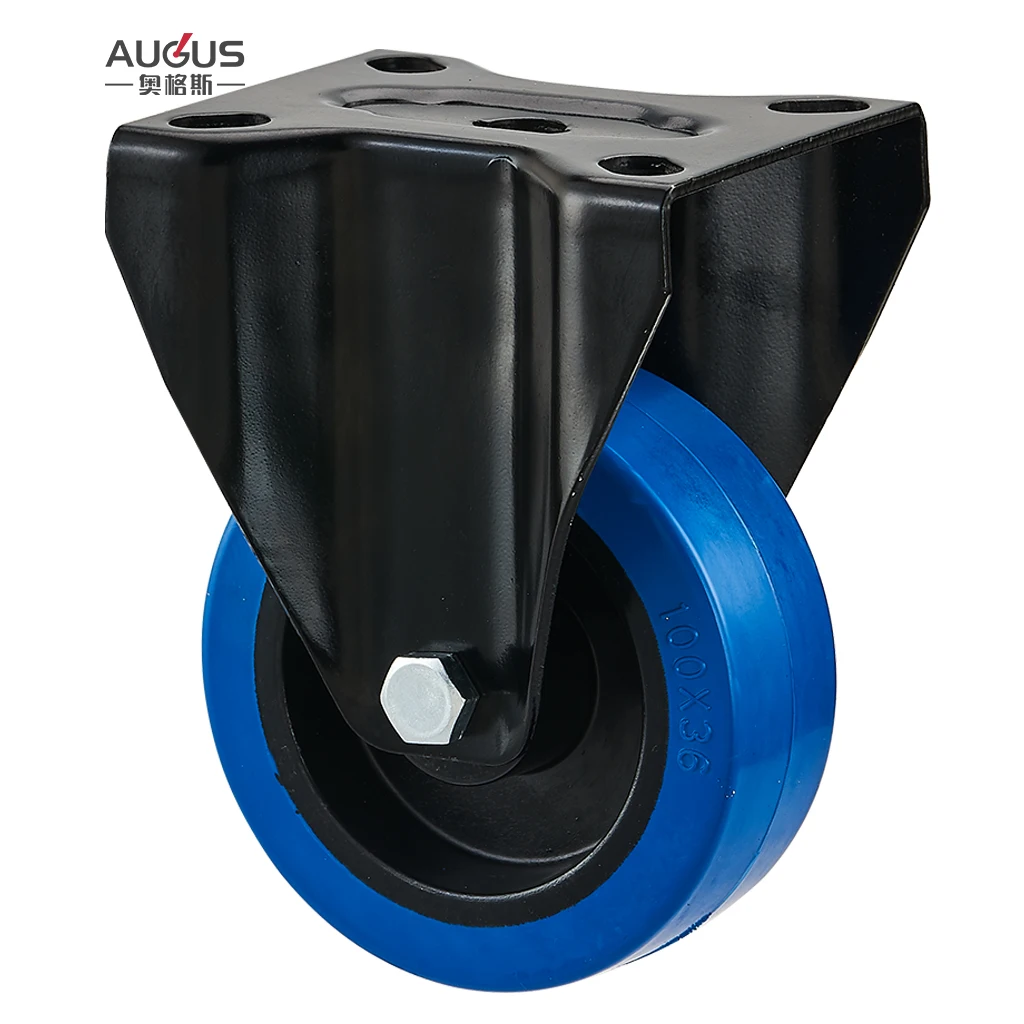 Medium Heavy Duty  Handling tool 3/4/5 Inch Blue Elastic Rubber with Double Bearing Caster Wheels Fixed/Swivel/Brake