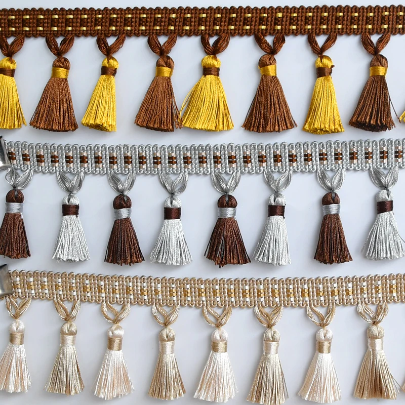 European-style full hanging curtain lace binding High Quality Decorative Fancy Oxford Beads Tassel Curtain Fringe Trims For Home