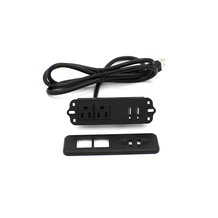 
BAYU USA Power Strip socket double outlets Extension Cord With 2USB charging port with plastic plate cover 125V 15A 
