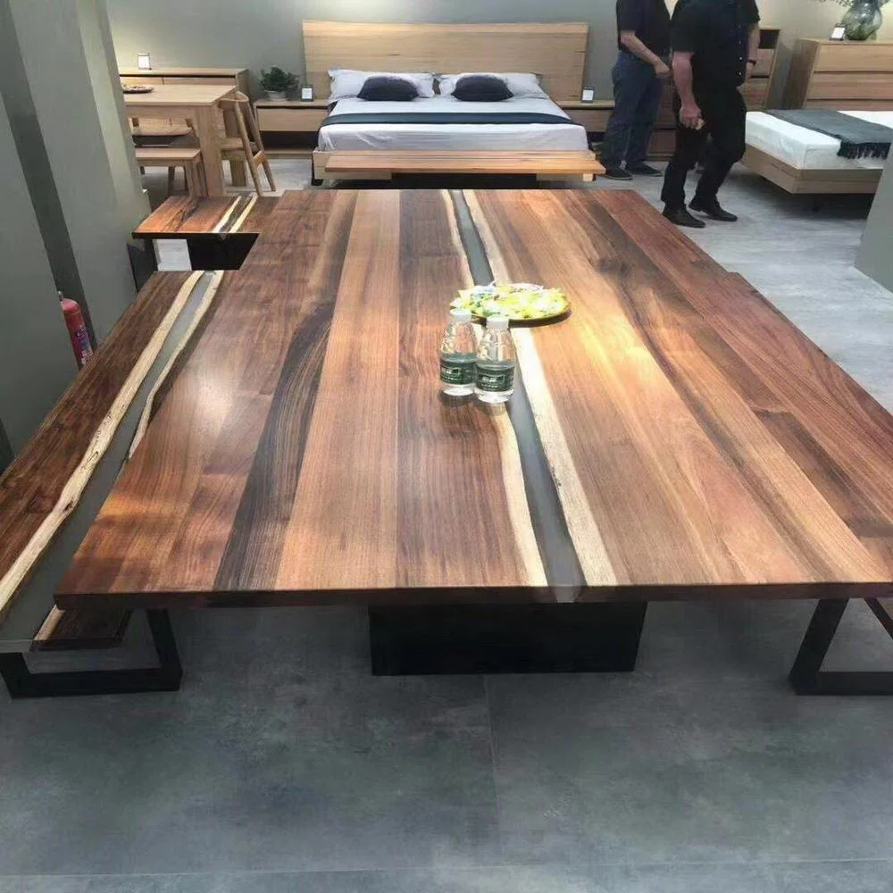 Epoxy Table American Black Walnut Slab With Epoxy Resin Custom Made Dining Table