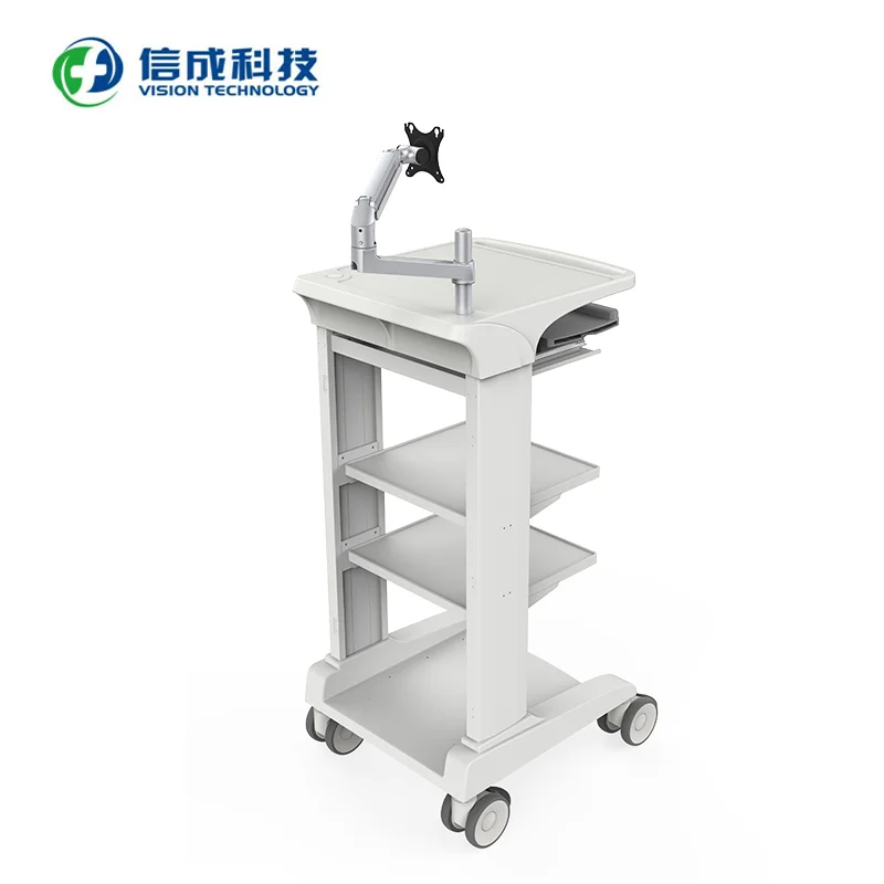 Medical cart manufacturer hospital OEM customized Endoscopy Cart With Swing Arm  Keyboard holder medical cart