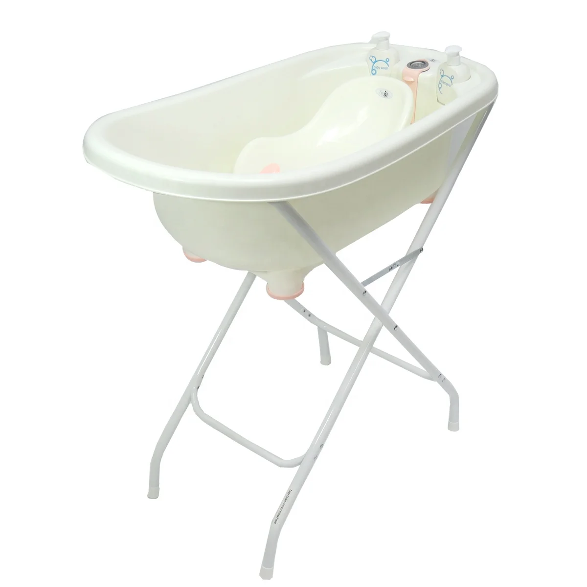 
European Standard eco friendly plastic baby bath tub steel stand for sale 