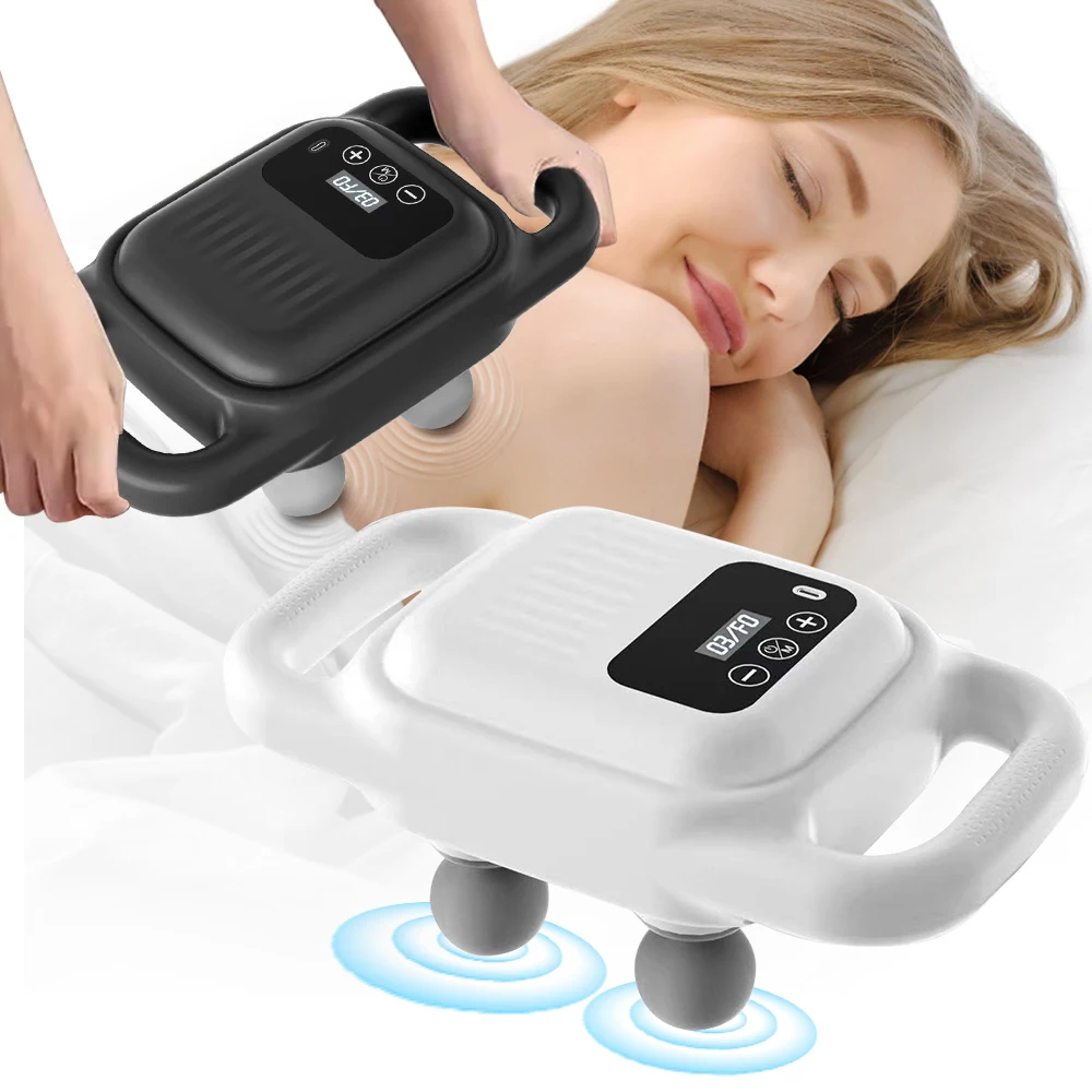 Massage Gun Deep Tissue,Percussion 4-head Massager Gun With timing Control,4-heads Back Massager Handheld