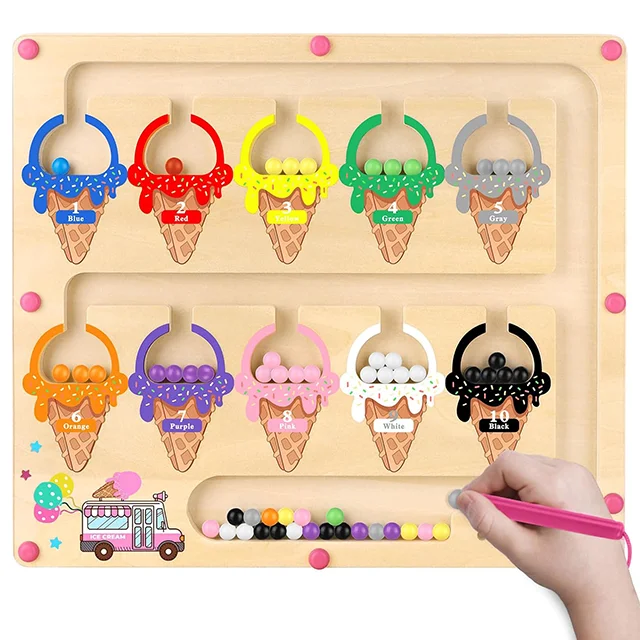 3-4 years Magnetic Game Maze Gift Montessori Numbers and Colors Learning Games Motor Skills Board Toy