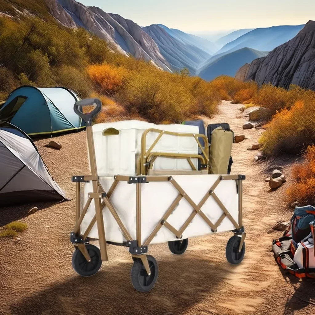 Eaynon Metal Fram Canvas Fabric Outdoor Zhejiang Beach Shopping Folding Collapsible Camping Cart