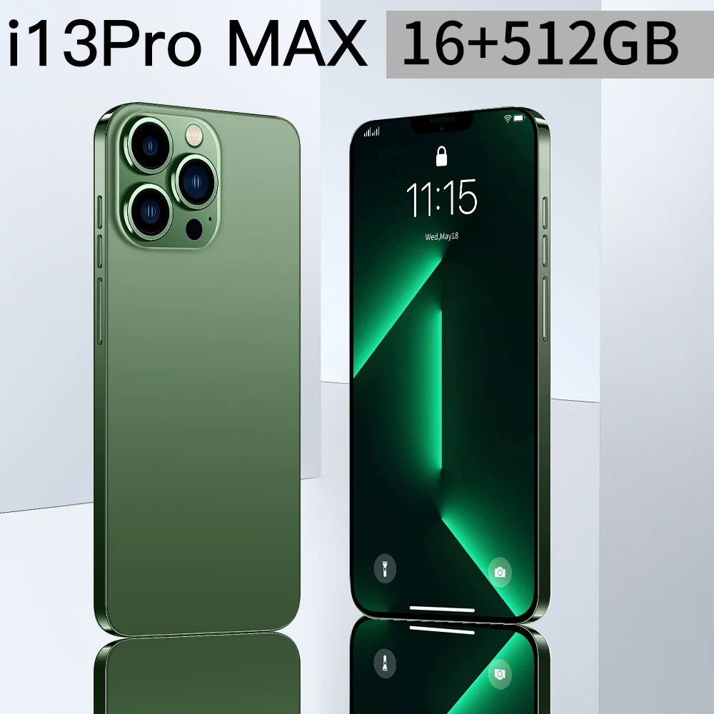 Original i14 i13 promax 6.8 inch 8GB+256GB Android smartphone 10 core 5G LET phone HD face ID Global version mobile phone