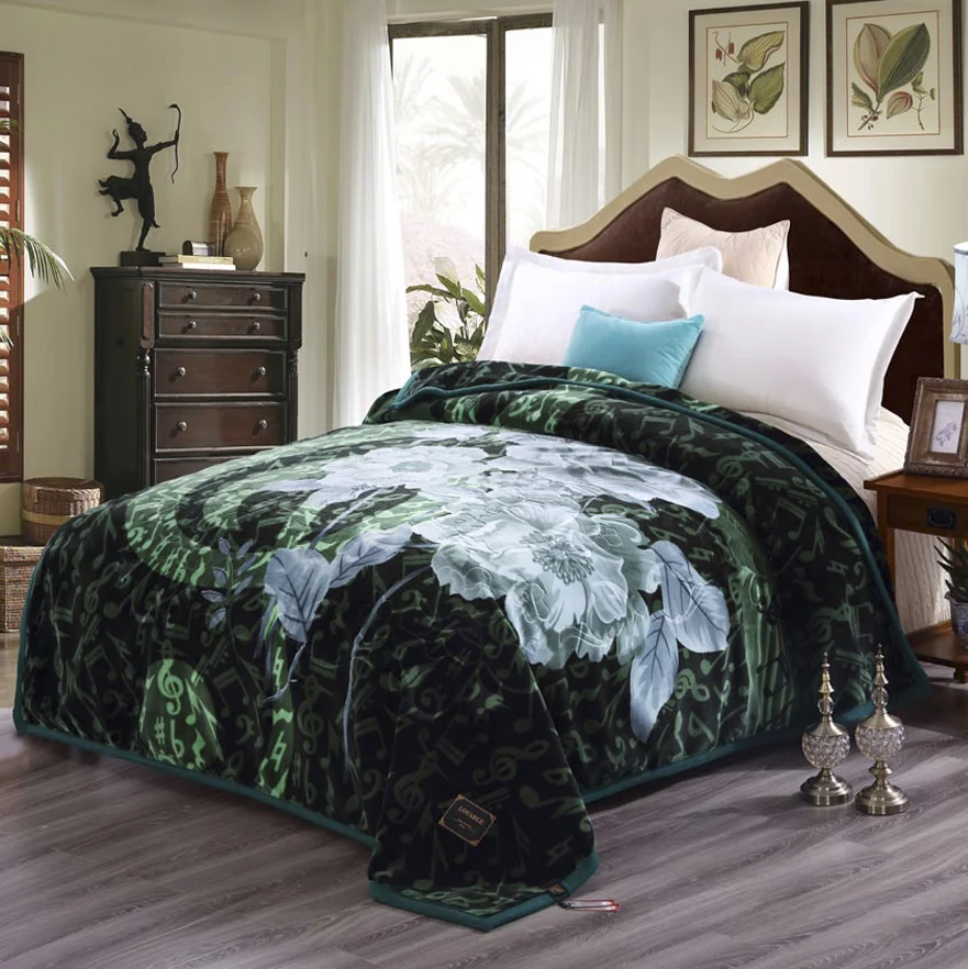 Wholesale Luxury Mink Korean Raschel  Polyester Super Soft Other throw Bed Blanket For Winter winter