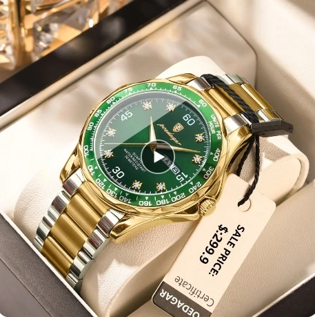 POEDAGAR 963 Casual Business Clock Men Luxury Watch Automatic Watches Mens Reloj Hombre New Gold Fashion Quartz Wristwatches