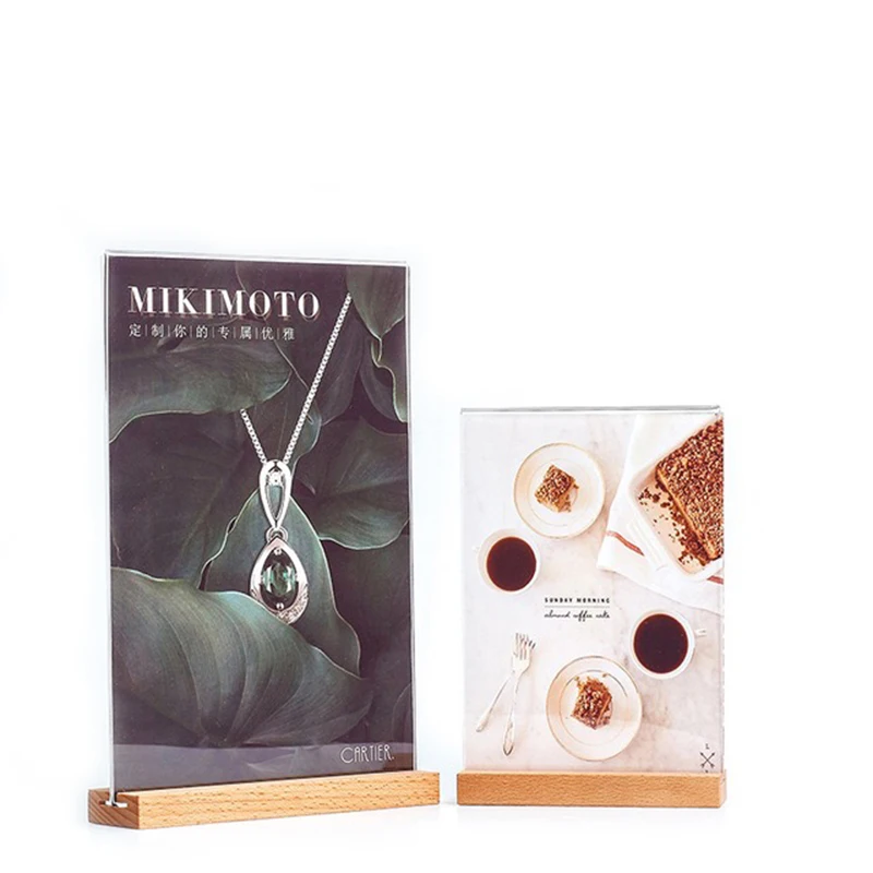 T Shape Plexiglass Table Menu Sign Holder A4 A5 A6 100*200mm Acrylic Ad frame