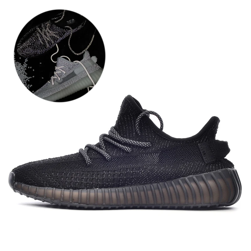
2021 New men and women flying woven casual shoes boxed yeezy foam running shoes 350 V2 sneakers 