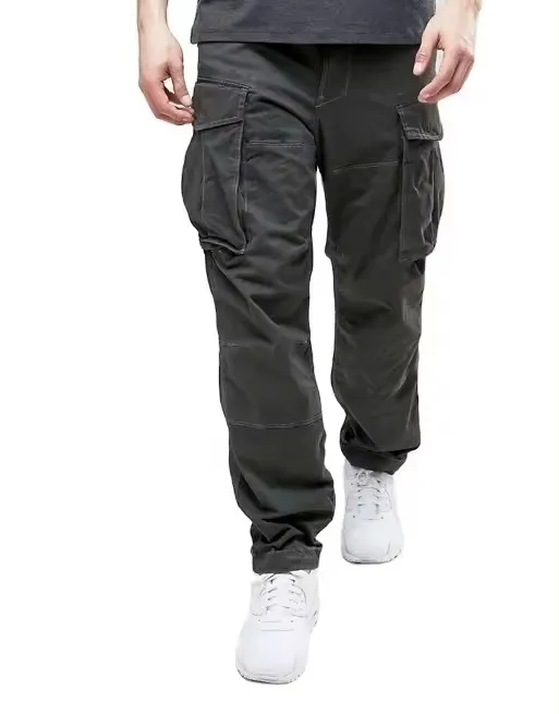 Wholesale new design concealed Fly Functional Pockets Relaxed Fit Belted Loose Cargo Pants Plus Size woven Fabric trousers