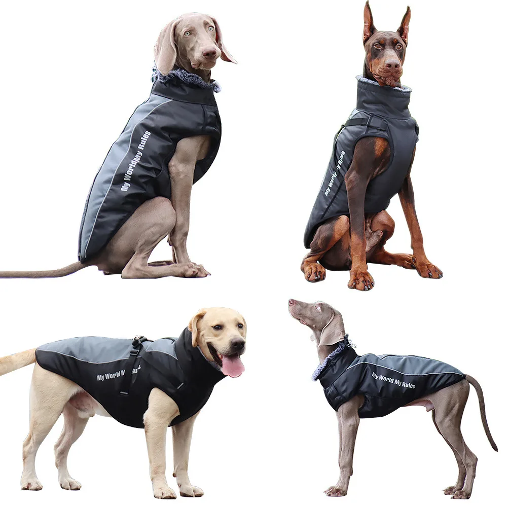 OEM manufacture waterproof coating pet jacket with fur collar Windproof parka coat for large dog