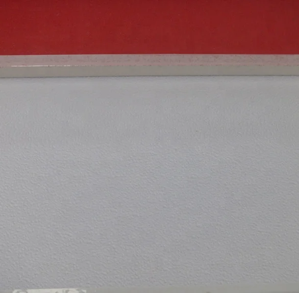 PVC gypsum ceiling board  tiles with red backing  for indoor office ,house ,hotel and so on red surface and white surface