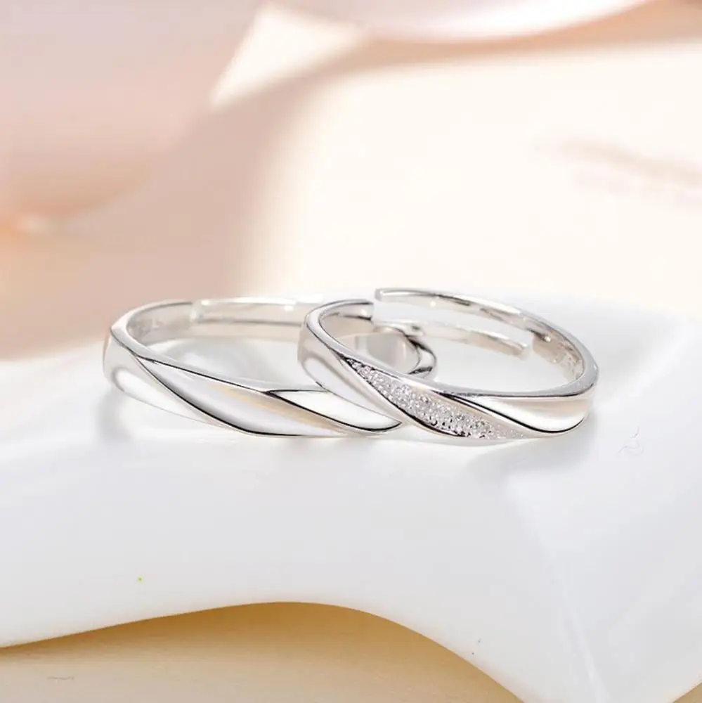 New Fashion Simple Rings 925 Silver Love Couple Rings For Trendy Couple Jewelry 2024 Wholesale