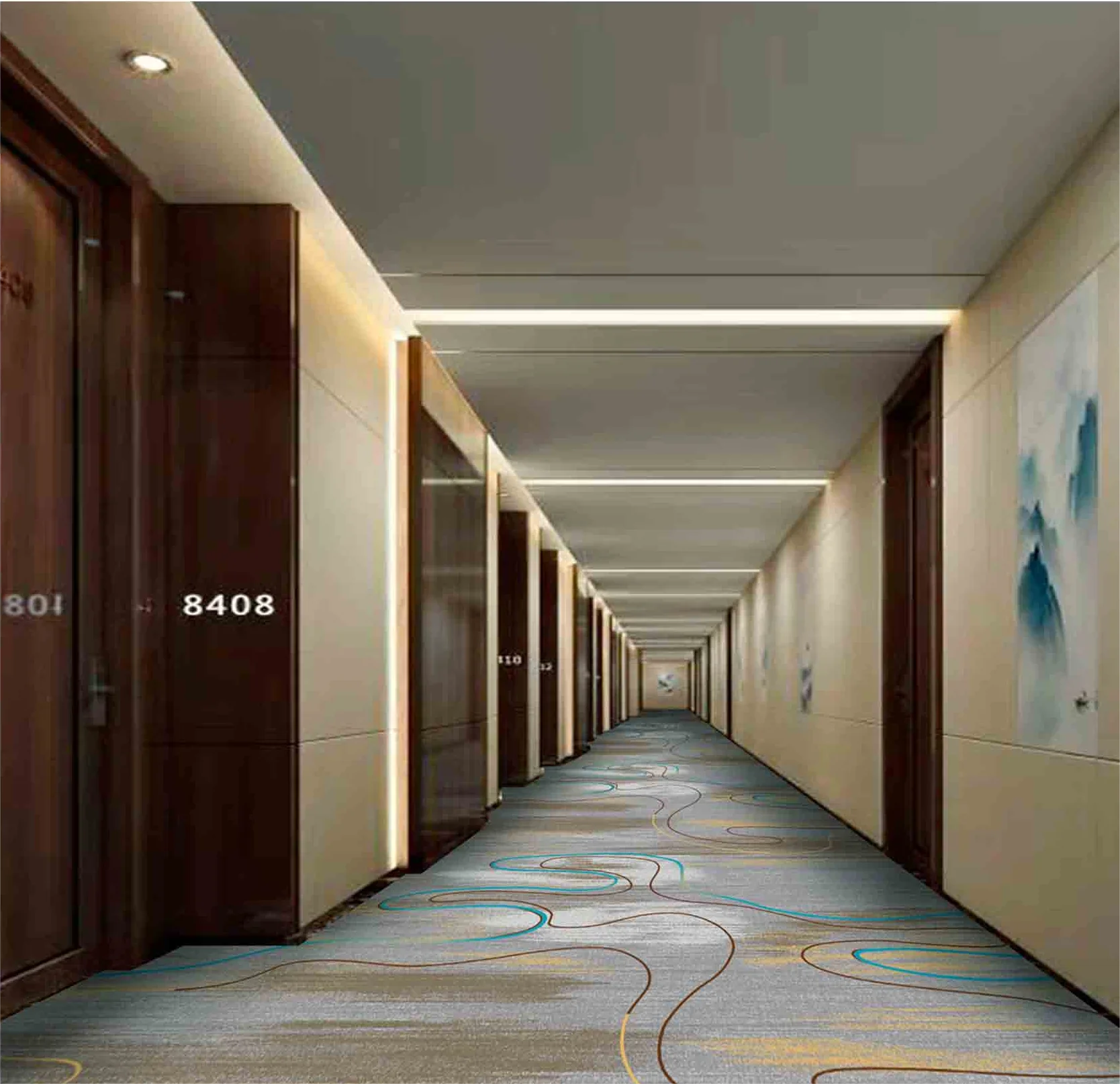 Отель коридор кинотеатр Восточный мыслит мягкий настил Wilton Axminster 3D-печатная машина ковер от стены до