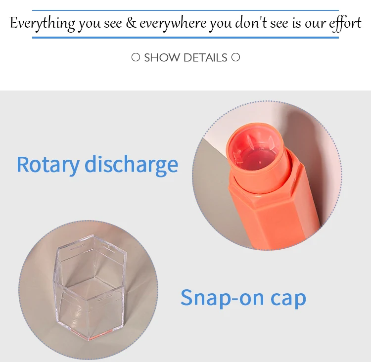 Wholesale  custom 3ml Hexagon shape empty glaze tube lip gloss container Plastic bottle sample cosmetic packaging material 2