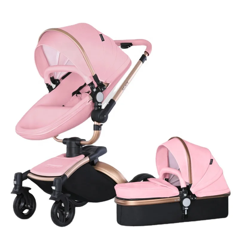 Luxury Portable Baby Walker Easy Folding pram/stroller Cheap Leather made in China for 3 Years Old Child Hot Sale Alloy Carts