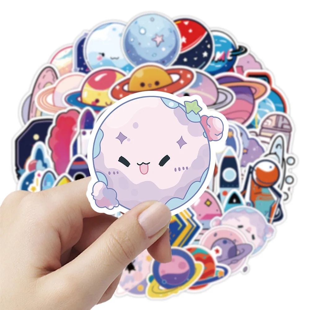 100Pcs Children Cute Space Planet Graffiti Stickers For Bottle Bedroom Wall Decor Cartoon Universe Sticker