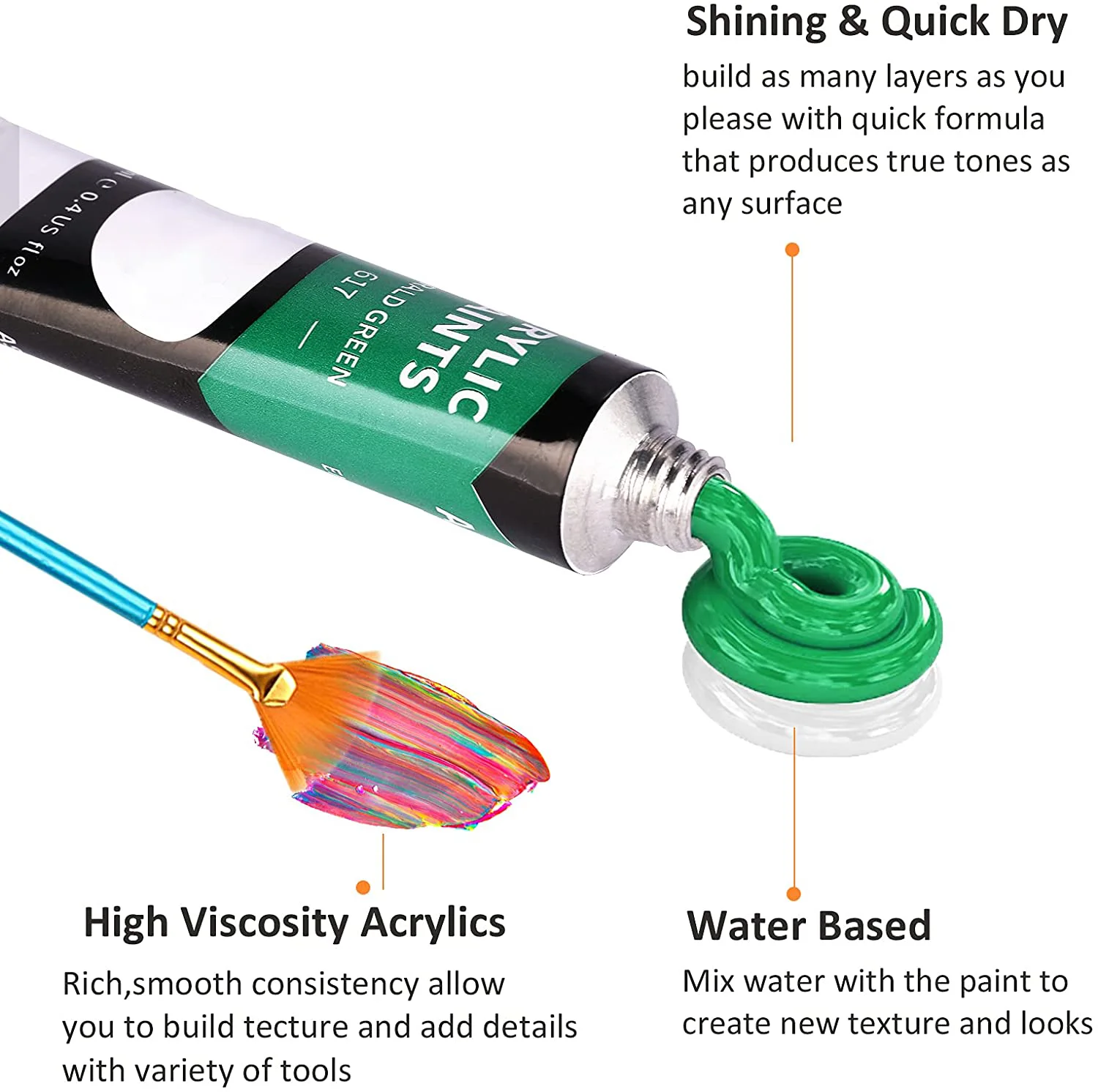 customized professional acrylic paint for artist 24 colors with 10 brushes 1 palette 1 canvas 12 ml  24 aluminium tube OEM