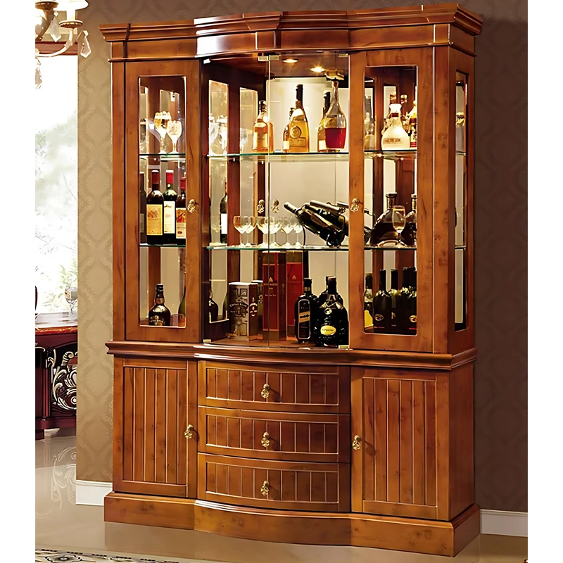 Audrey Luxury Home Furniture Wine Bar Cabinet Glass Wine Rack Display Cabinet Wine Cabinet