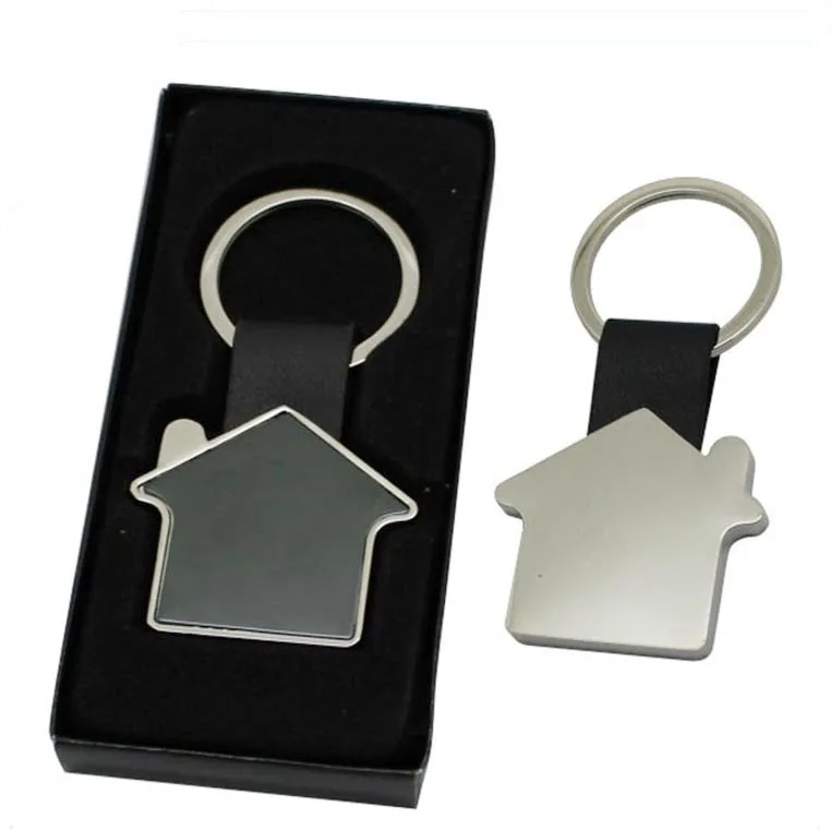 Customized Logo Rotating House Key Chain Stainless Steel Hardware Keyring Enamel Alloy Custom Metal House Keychains