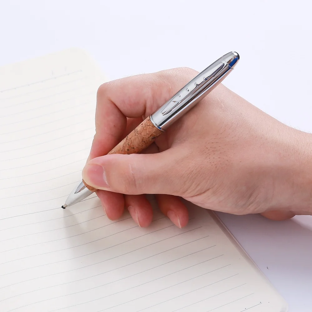 2022 Unique cork leather pen natural wooden cork ballpoint pen stationery grain recycled eco-friendly pens caneta