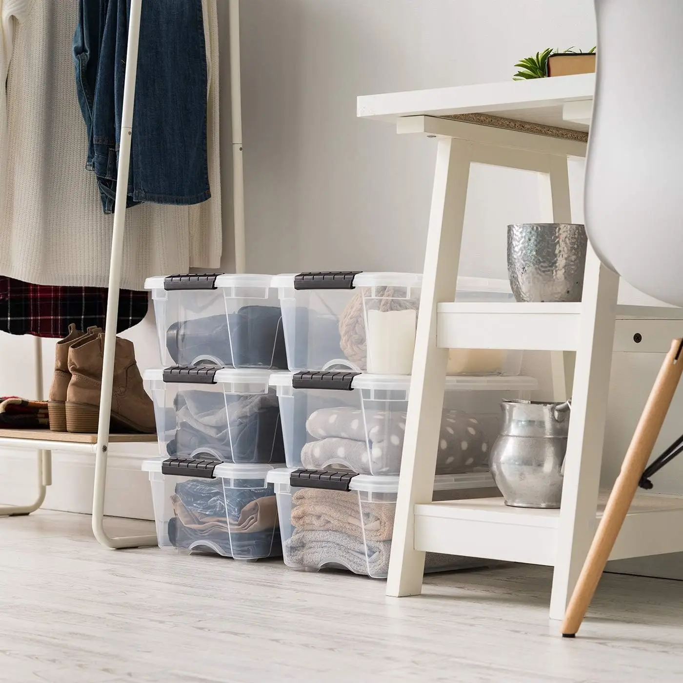 Ultra Latch Box  Stackable Storage Bin with Lid Plastic Container with Heavy Duty Latches to Organizer