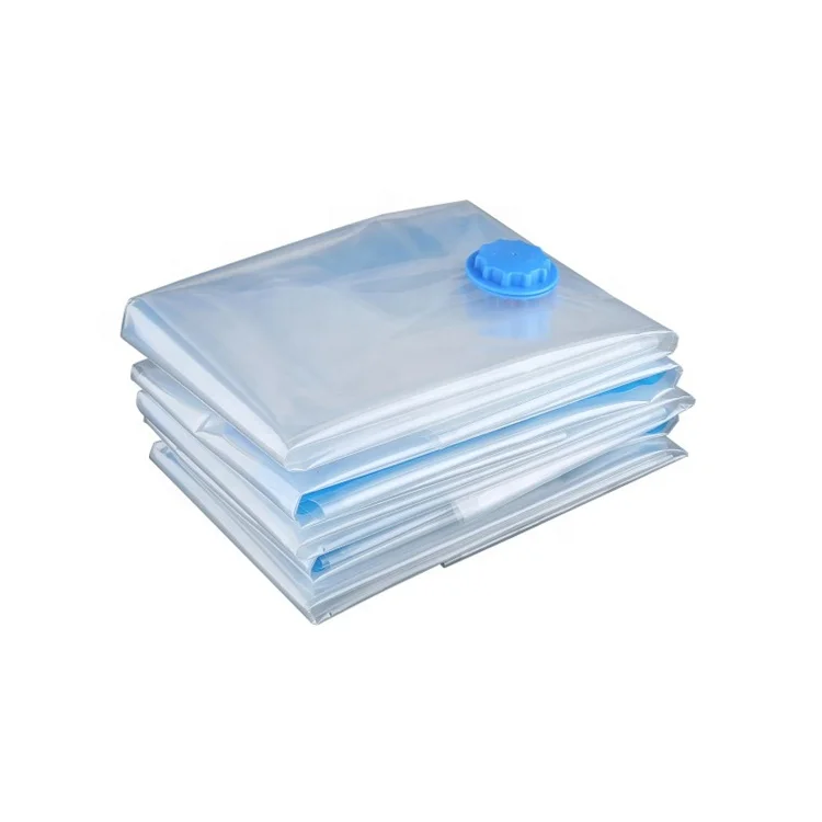 Clothing vacuum bag Storage bag with valve transparent border folding compression finisher travel space saving sealing pack
