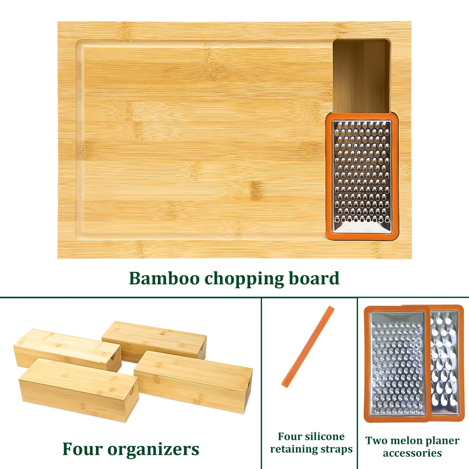 GL Hot Sale Bamboo Wood Chopping Block Containers Food Chopper Cutting Board Bamboo Cutting Board With Drawers