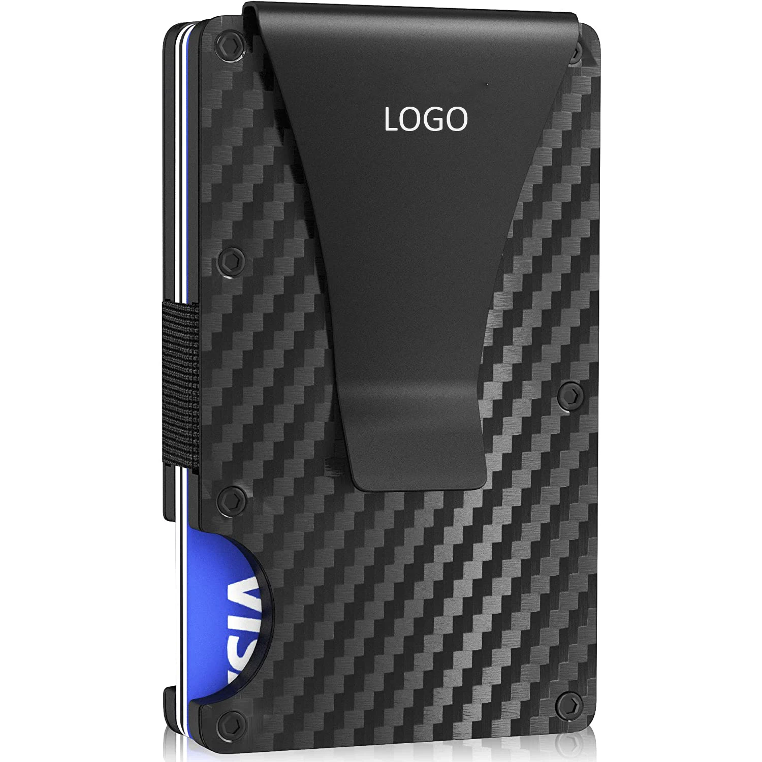 
Custom Compact Wallet 3K Carbon Fiber with Money Clip RFID Real Carbon Fiber Credit Card Holder 
