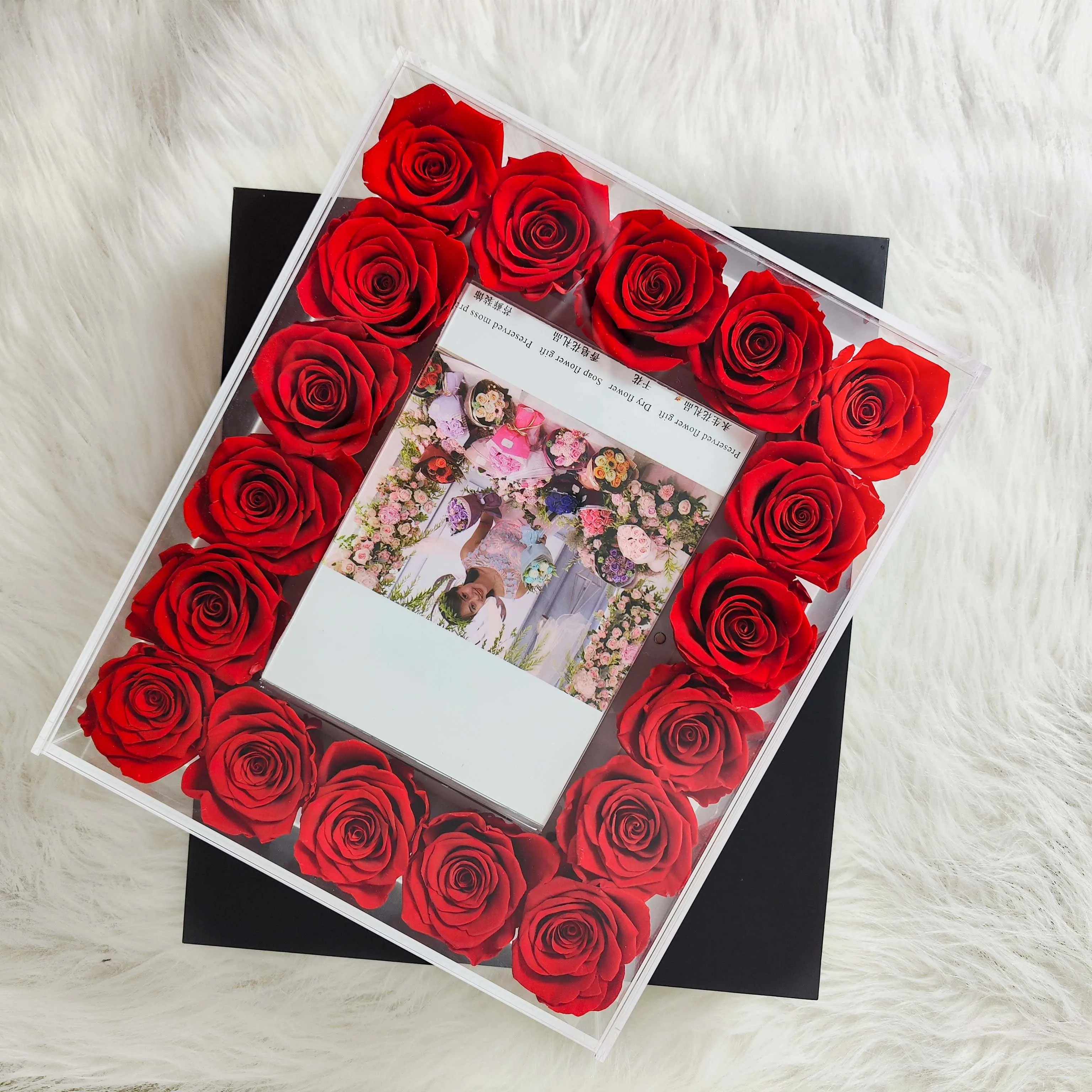 Wholesale Stabilized Long-life Rose Eternal Real Natural Infinity Forever Preserved Flower Roses with Photo Frames For Mom
