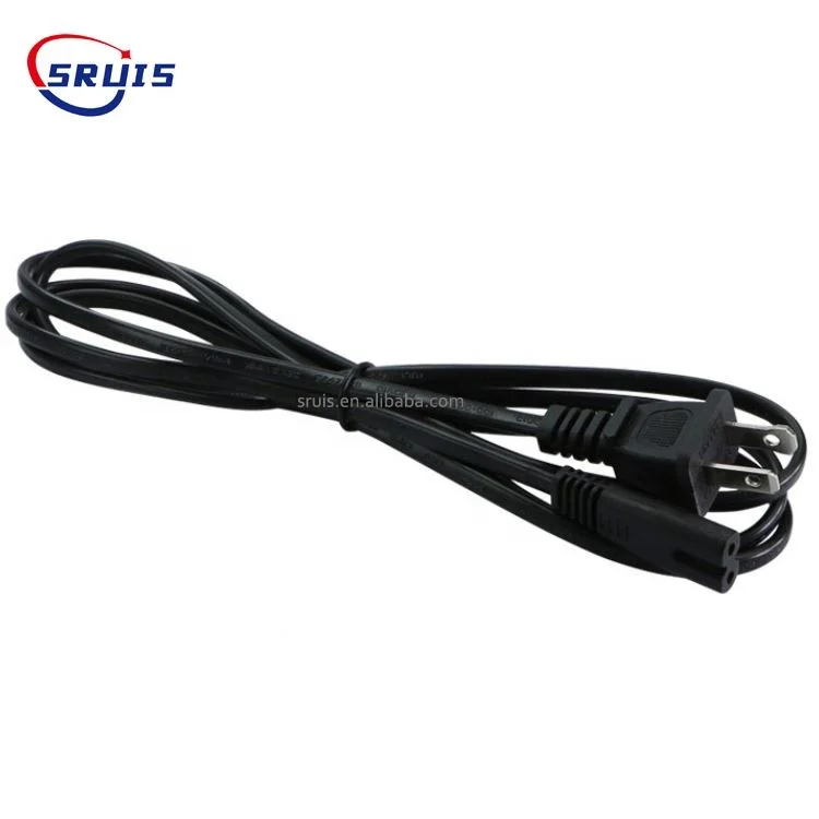 Nispt-2 18Awg 16Awg Ac 110V 220V Figure 8 Shaped 2 Pole Polarized Usa Flat Us Iec c7 Power Cord Cable
