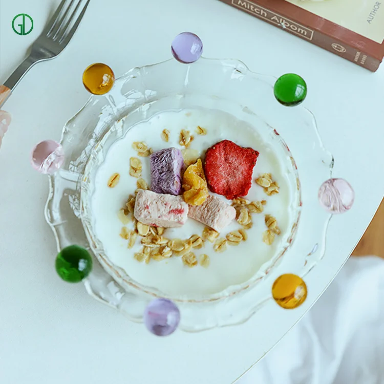 Creative Crown Fairy Bowl borosilicate glass heat resistant glass Bowl Colorful Dessert salad oatmeal yogurt Ice cream bowl