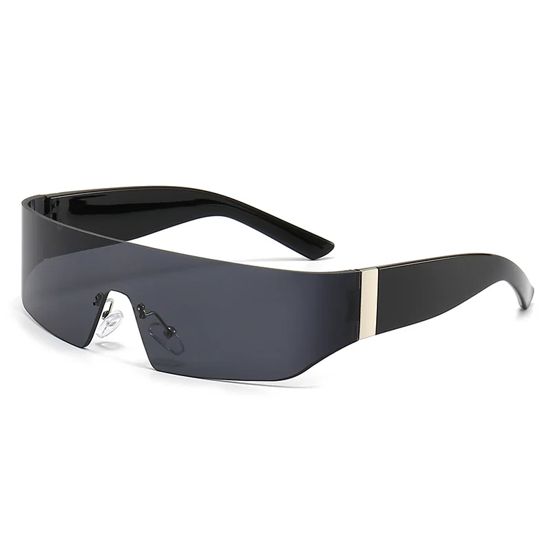 Fashion Luxury Designer UV400 Rimless Steam Punk Futuristic Y2K Sport Dazzling Lens Frameless One Piece Sunglasses For Women Men