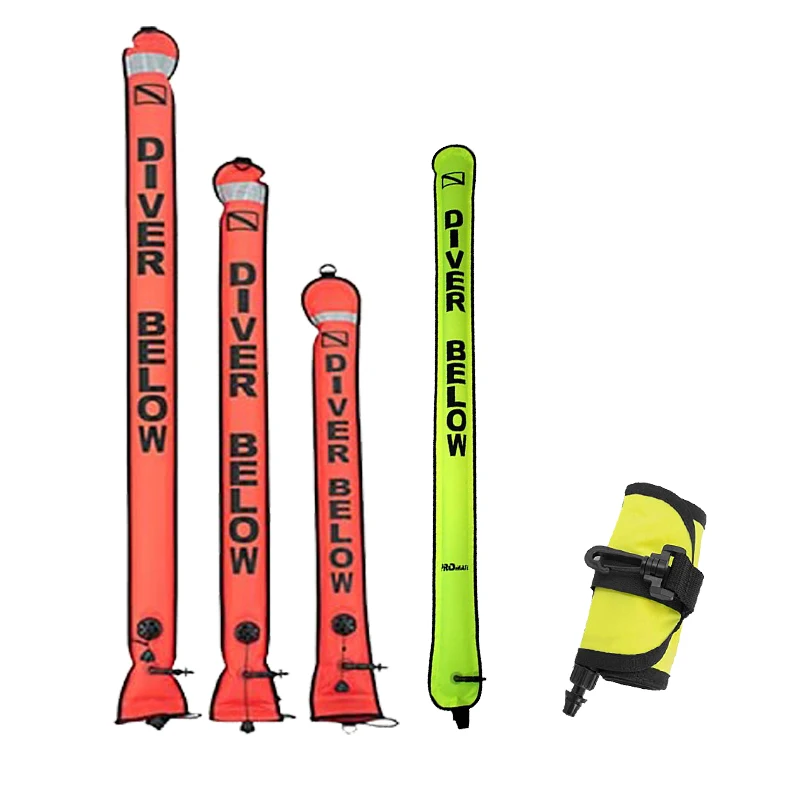 High flashlight visibility reflective 1.2M 1.5M 1.8M SMB inflatable dive scuba buoy
