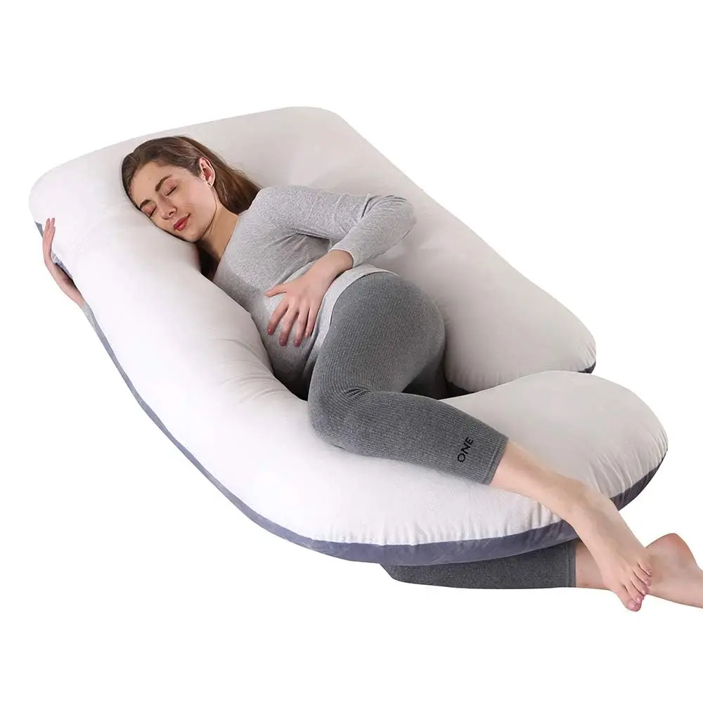 Custom Pregnancy Pillows E Shaped Full Body Wedge Pillow with Pregnancy   for Belly Support Maternity Pillow for Side Sleep