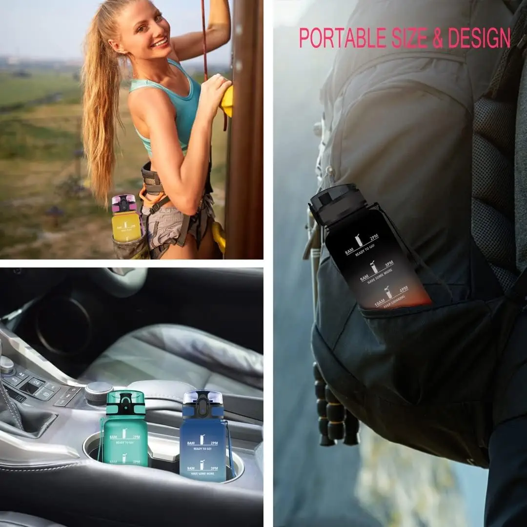 Custom Logo 1L 32oz Back to School Outdoor Gym Tours Motivational Sports Water Bottle with Straw Flip Top Filter