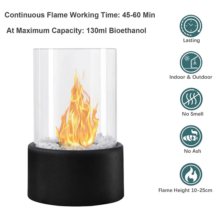 Desktop Alcohol Fireplace Indoor Modern Metal Fire Furnace Black Portable Real Fire Mini Tabletop Fireplace