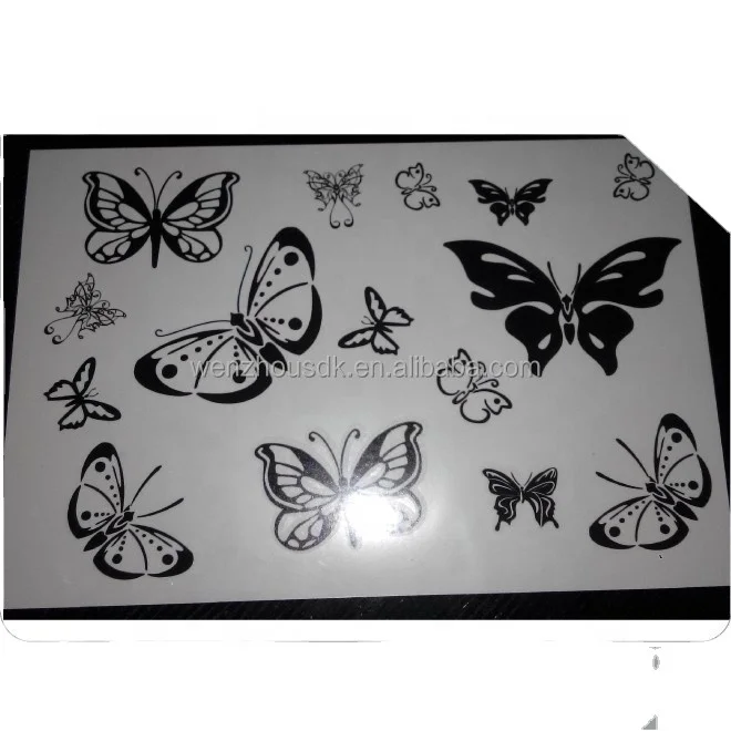 Butterfly Tattoo Custom Flowers Shaped Black Transfer Paper Butterfly Tatoto,tattoo Sticker Acceptable 5*7cm or as Required