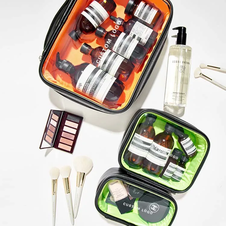 2024 Travel Portable Desktop Storage Cosmetic Cases New Product Recycled Material Hard Case Full Emerald Green Makeup Bag Set